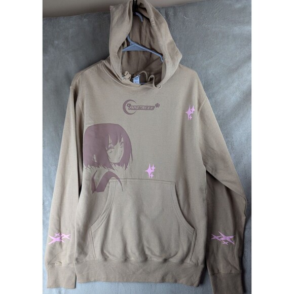 Anime Hooded Sweatshirt Independant Trading Company Brown/Pink Size S - Picture 1 of 11